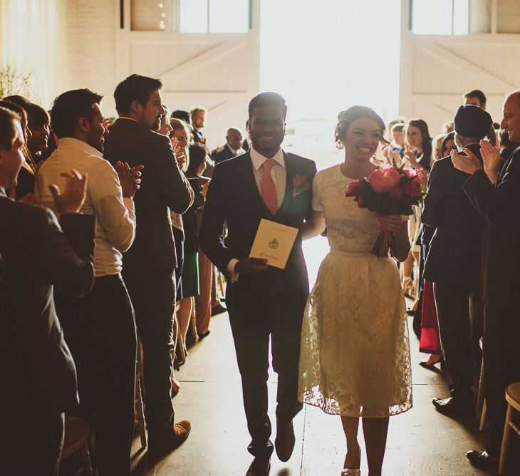 Wedding Ceremony | Bride in Ted Baker Separates | Groom in Hugo Boss | Tropical Trinity Buoy Wharf Wedding | Matt Penberthy Photography