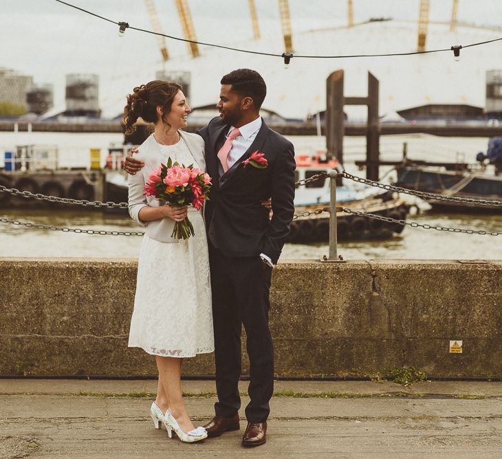 London Skyline | Bride in Ted Baker Separates | Groom in Hugo Boss | Tropical Trinity Buoy Wharf Wedding | Matt Penberthy Photography