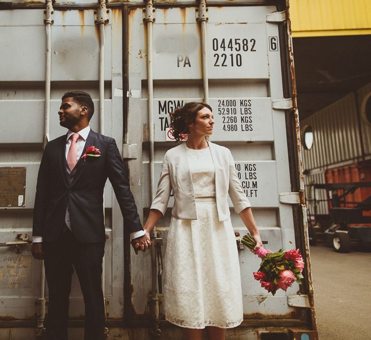 Bride in Ted Baker Separates | Groom in Hugo Boss | Tropical Trinity Buoy Wharf Wedding | Matt Penberthy Photography