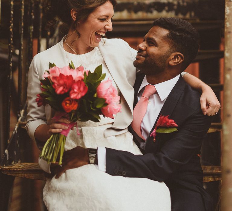 Bride in Ted Baker Separates | Groom in Hugo Boss | Tropical Trinity Buoy Wharf Wedding | Matt Penberthy Photography