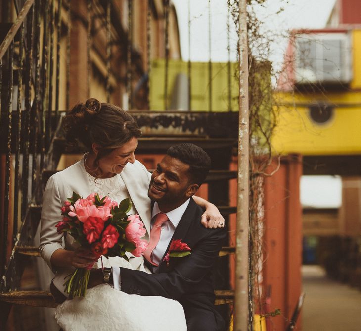 Bride in Ted Baker Separates | Groom in Hugo Boss | Tropical Trinity Buoy Wharf Wedding | Matt Penberthy Photography