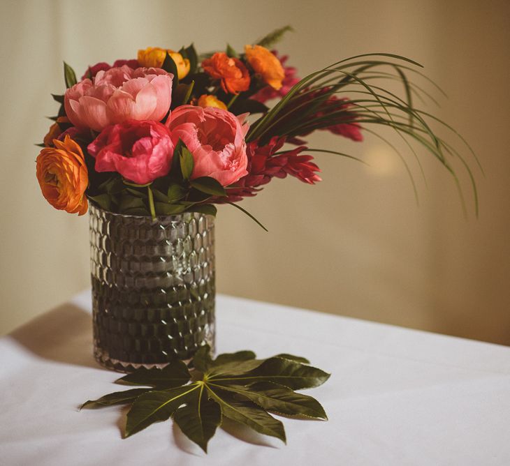 Coral Peony Wedding Flowers | Tropical Trinity Buoy Wharf Wedding | Matt Penberthy Photography