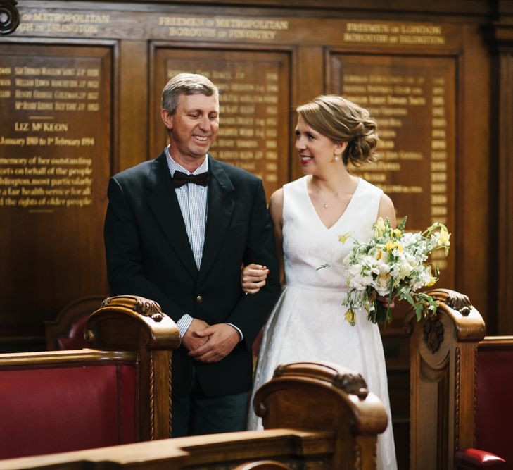 Bride in Ted Baker Dress Entrance