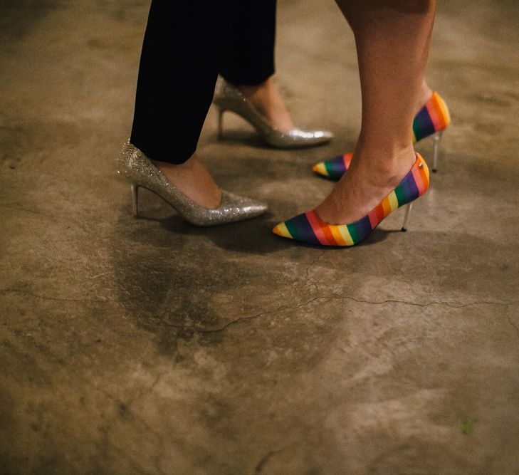 Rainbow and Silver Sparkle Bridal Shoes