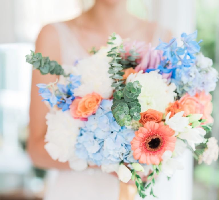 Wedding Bouquet With Cornflower Blue Flowers