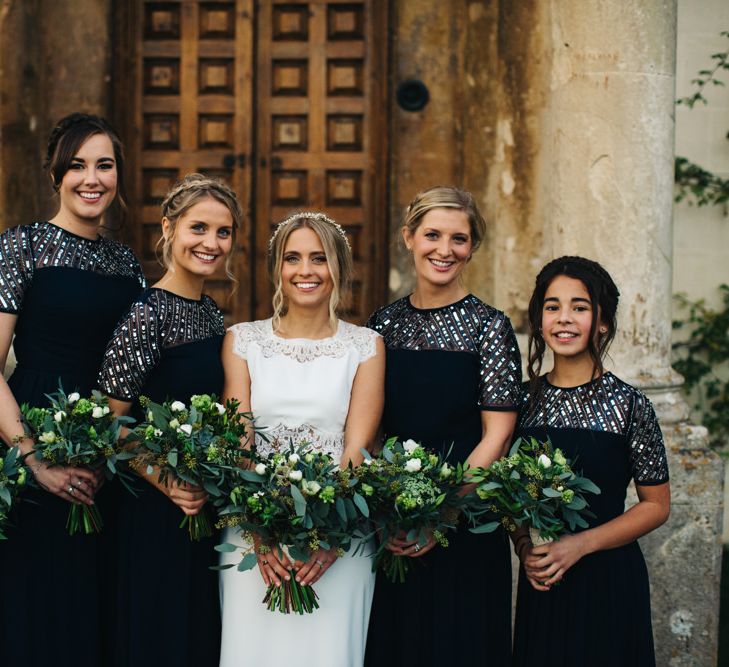 Bridesmaids In Navy ASOS Dresses