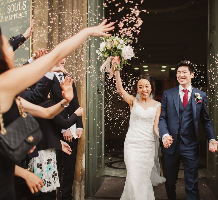 Elegant London Wedding With Spring Flowers In Pastel Shades With Bride In Bespoke Lace Gown & Bridesmaids In ASOS With Images By Frances Sales