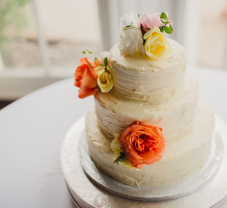 Buttercream Wedding Cake With Fresh Flowers