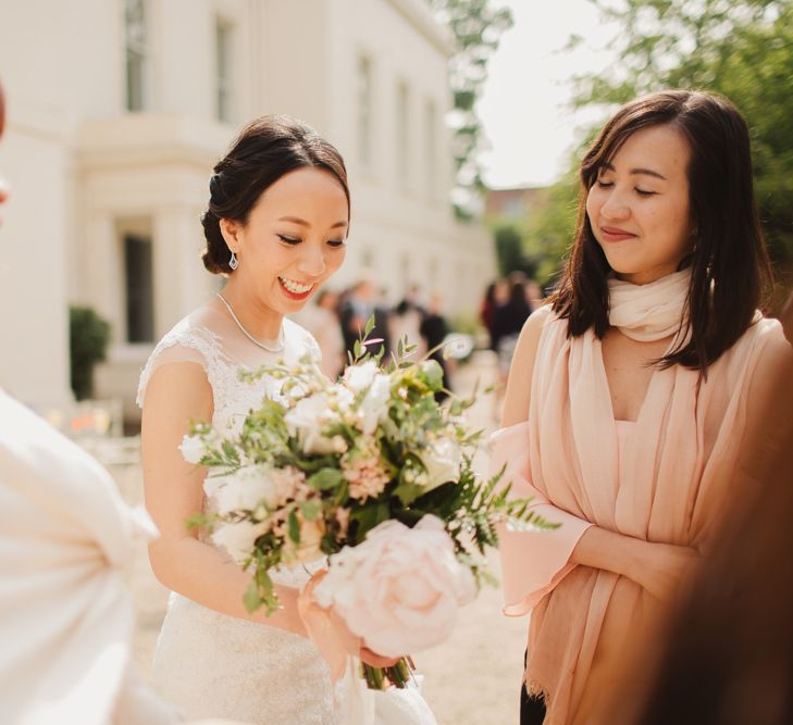 Elegant London Wedding With Spring Flowers In Pastel Shades With Bride In Bespoke Lace Gown & Bridesmaids In ASOS With Images By Frances Sales