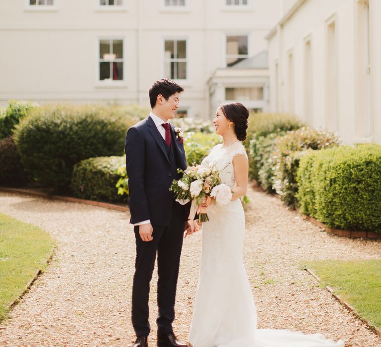 Elegant London Wedding With Spring Flowers In Pastel Shades With Bride In Bespoke Lace Gown & Bridesmaids In ASOS With Images By Frances Sales