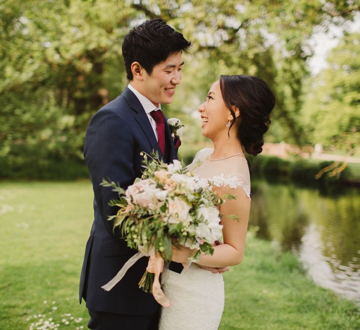 Elegant London Wedding With Spring Flowers In Pastel Shades With Bride In Bespoke Lace Gown & Bridesmaids In ASOS With Images By Frances Sales