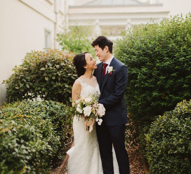 Elegant London Wedding With Spring Flowers In Pastel Shades With Bride In Bespoke Lace Gown & Bridesmaids In ASOS With Images By Frances Sales