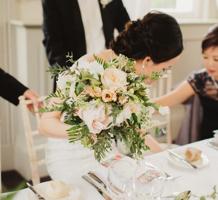 Elegant London Wedding With Spring Flowers In Pastel Shades With Bride In Bespoke Lace Gown & Bridesmaids In ASOS With Images By Frances Sales