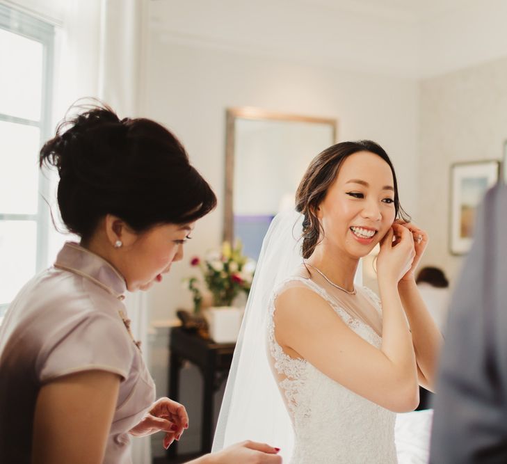 Elegant London Wedding With Spring Flowers In Pastel Shades With Bride In Bespoke Lace Gown & Bridesmaids In ASOS With Images By Frances Sales