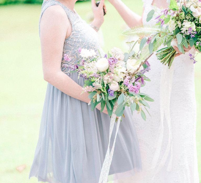 Purple and White Wildflower Wedding Bouquet