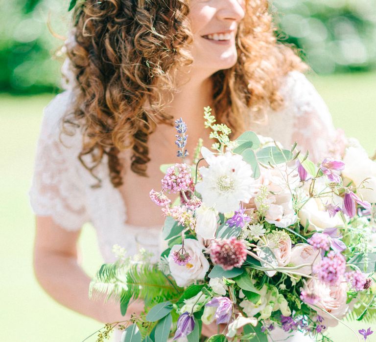 Purple and White Wildflower Wedding Bouquet