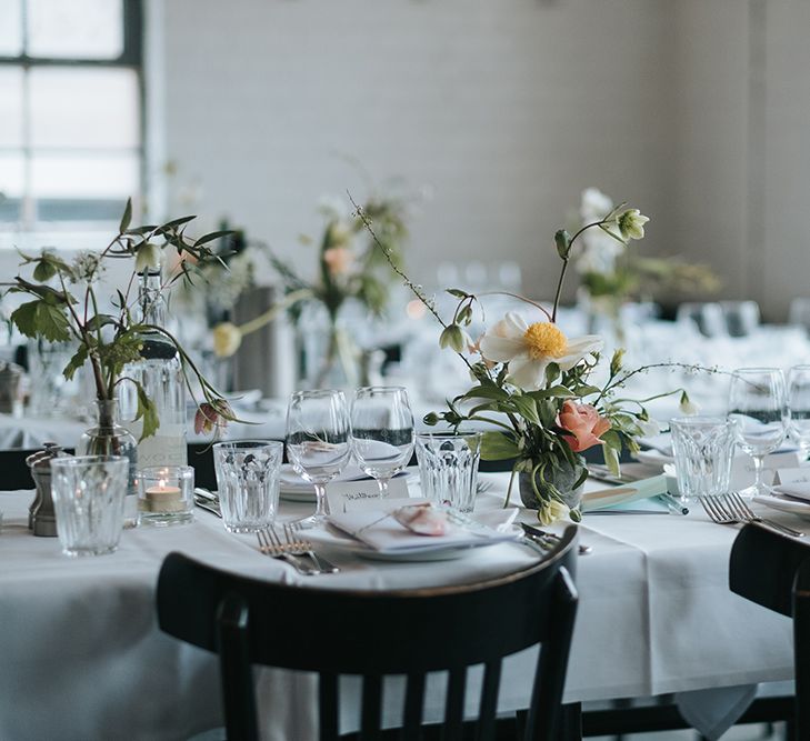 Wedding Reception At Bistrotheque London With Seasonal Flowers By That Flower Shop // Image By Miss Gen