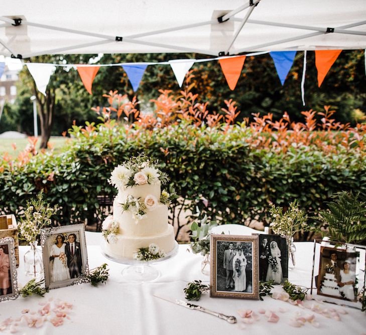 Lily Vanilli Wedding Cake With Buttercream Icing // Jenny Packham Bride For A Relaxed Garden Party Style Wedding At Bourne & Hollingsworth Building With Bridesmaids In Coast Separates Images From Through The Woods We Ran