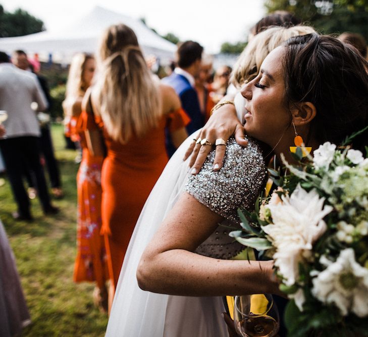 Jenny Packham Bride For A Relaxed Garden Party Style Wedding At Bourne & Hollingsworth Building With Bridesmaids In Coast Separates Images From Through The Woods We Ran