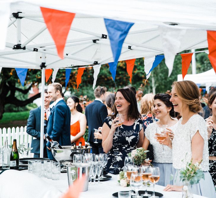 Jenny Packham Bride For A Relaxed Garden Party Style Wedding At Bourne & Hollingsworth Building With Bridesmaids In Coast Separates Images From Through The Woods We Ran