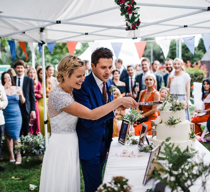 Jenny Packham Bride For A Relaxed Garden Party Style Wedding At Bourne & Hollingsworth Building With Bridesmaids In Coast Separates Images From Through The Woods We Ran