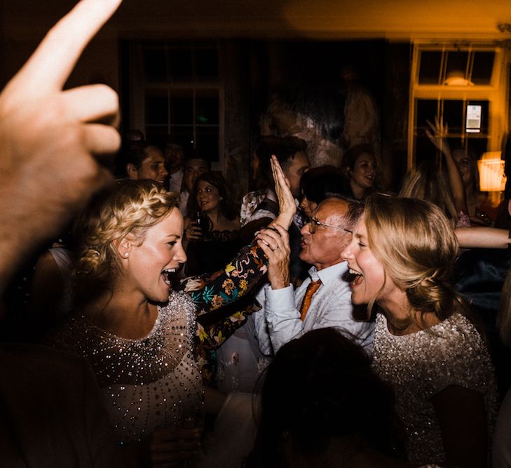 Jenny Packham Bride For A Relaxed Garden Party Style Wedding At Bourne & Hollingsworth Building With Bridesmaids In Coast Separates Images From Through The Woods We Ran