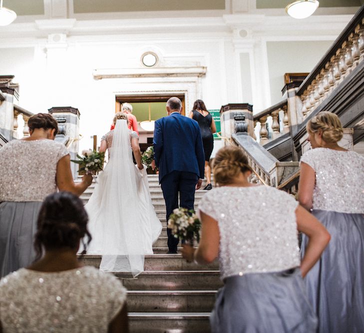 Jenny Packham Bride For A Relaxed Garden Party Style Wedding At Bourne & Hollingsworth Building With Bridesmaids In Coast Separates Images From Through The Woods We Ran