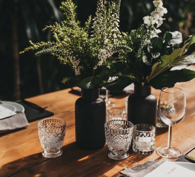 Greenery & White Floral Centrepieces | Outdoor Woodland Ceremony & Jex Estate Reception in South Africa | Michigan Behn Photography