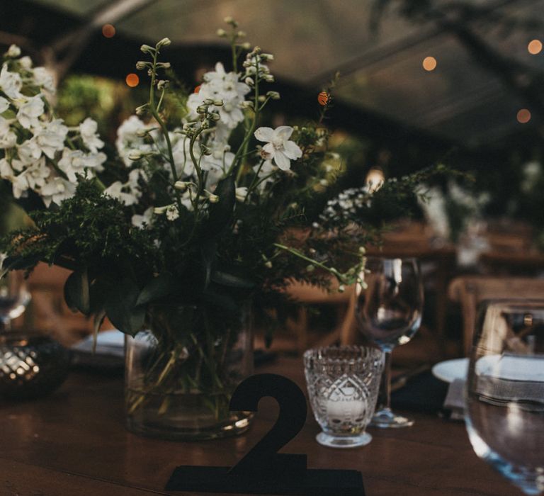 White & Greenery Floral Centrepiece | Outdoor Woodland Ceremony & Jex Estate Reception in South Africa | Michigan Behn Photography