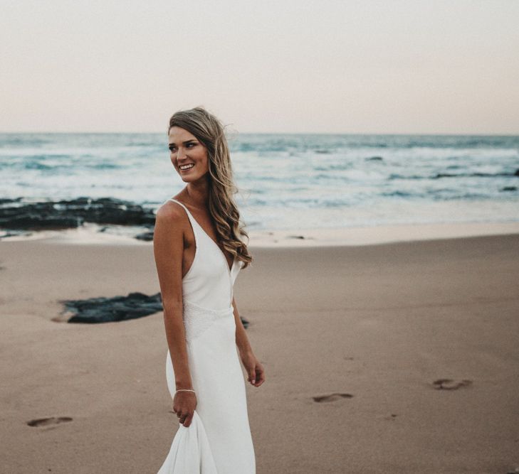 Bride in Bespoke Julia Ferrandi Backless Wedding Gown | Outdoor Woodland Wedding in South Africa | Michigan Behn Photography