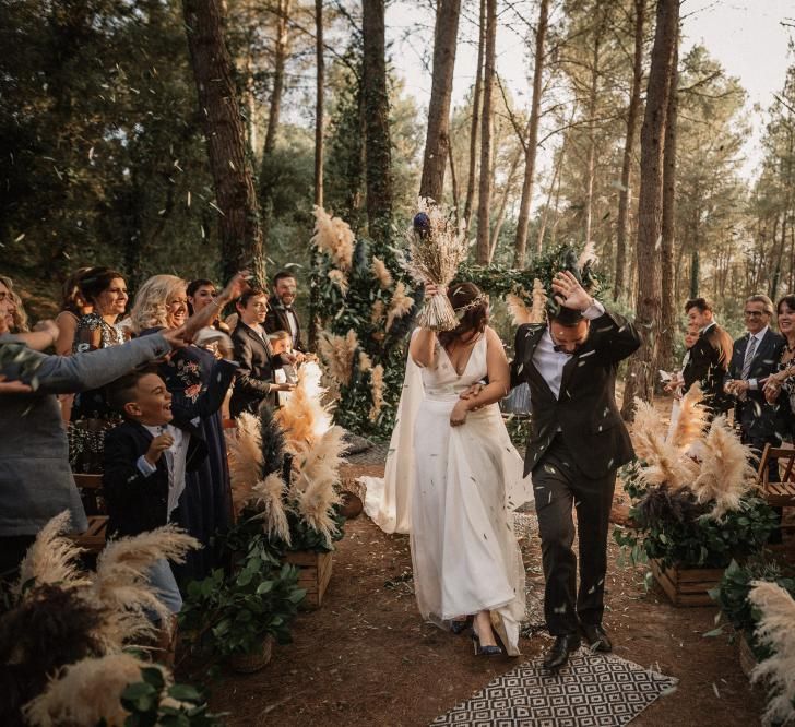 Cosmic Inspired Destination Wedding Barcelona With Epic Dessert Table & Outdoor Woodland Ceremony With Pampas Grass Planning Paloma Cruz Images Pablo Laguia