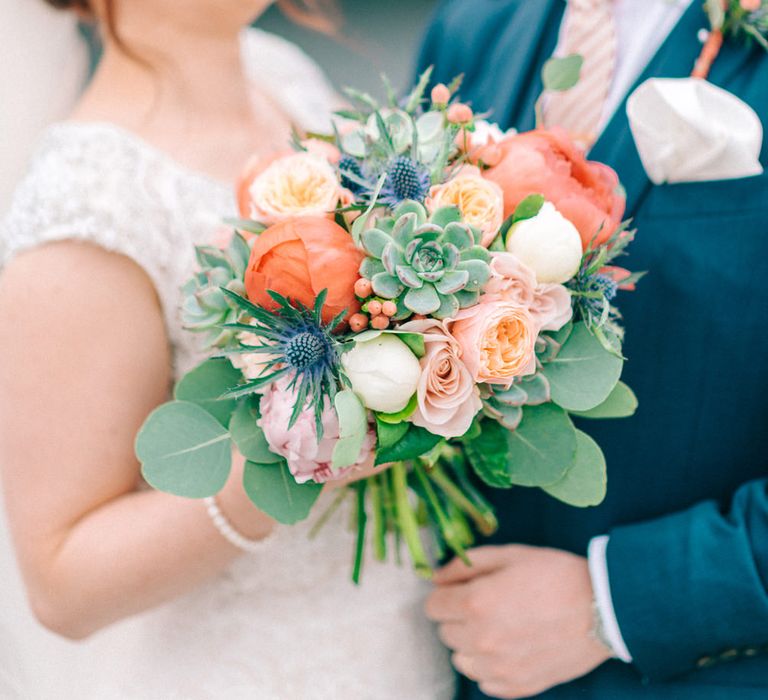 Peach, Cream & Coral Wedding Bouquet