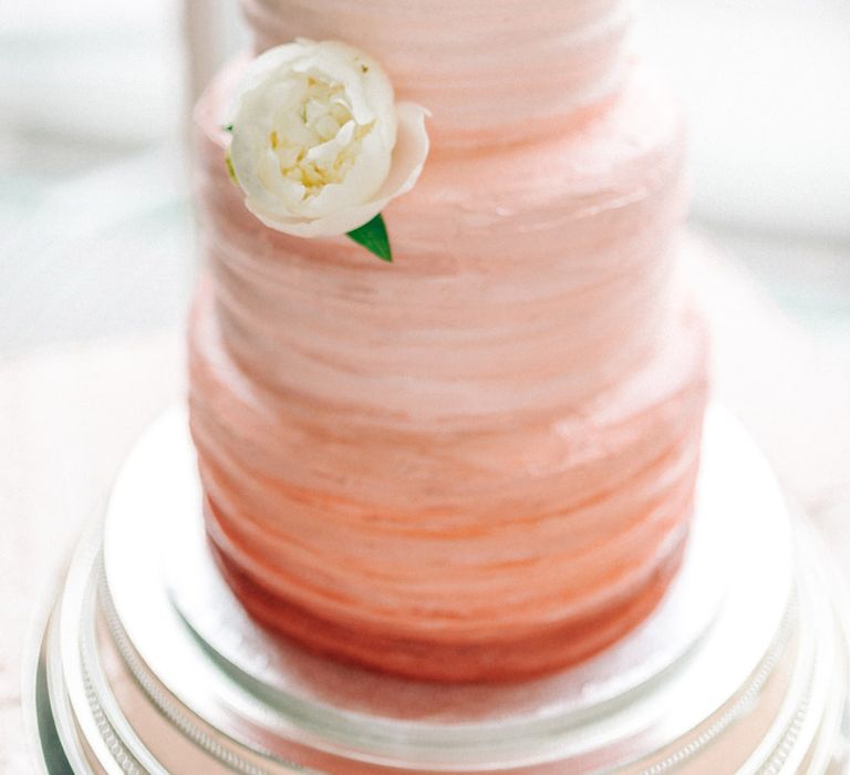 Pink Ombre Wedding Frosted Cake