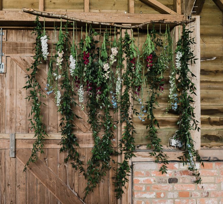 Hanging Floral Display At Wedding