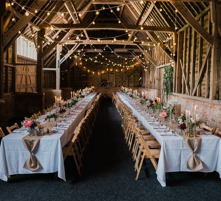 Festoon Lights For A Rustic Wedding At North Hidden Barn