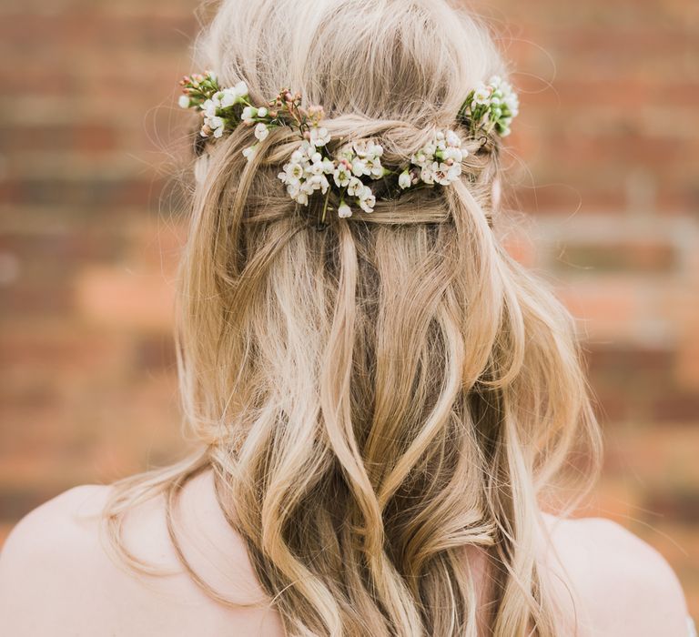 Tousled Bridal Hair With Fresh Flowers