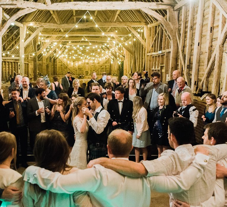 North Hidden Barn For A Rustic Wedding With Festoon Lights And A Ceilidh