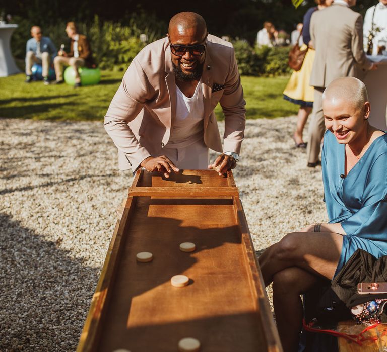 Rustic DIY Wedding In The Netherlands With Bride In Tea Length Vintage Gown And Images From Neil Jackson Photographic With Vintage Mint Green VW Beetle