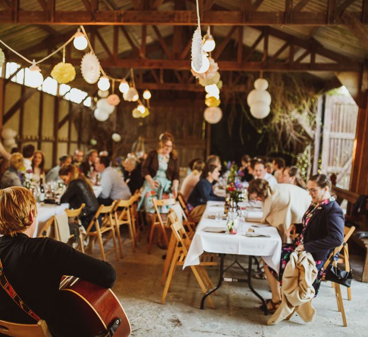 Rustic DIY Wedding In The Netherlands With Bride In Tea Length Vintage Gown And Images From Neil Jackson Photographic With Vintage Mint Green VW Beetle