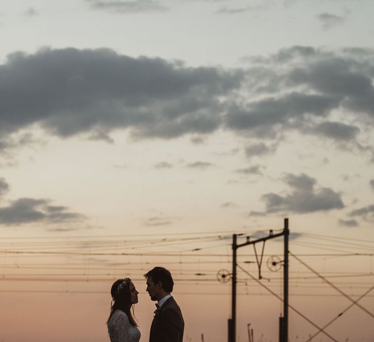 Rustic DIY Wedding In The Netherlands With Bride In Tea Length Vintage Gown And Images From Neil Jackson Photographic With Vintage Mint Green VW Beetle