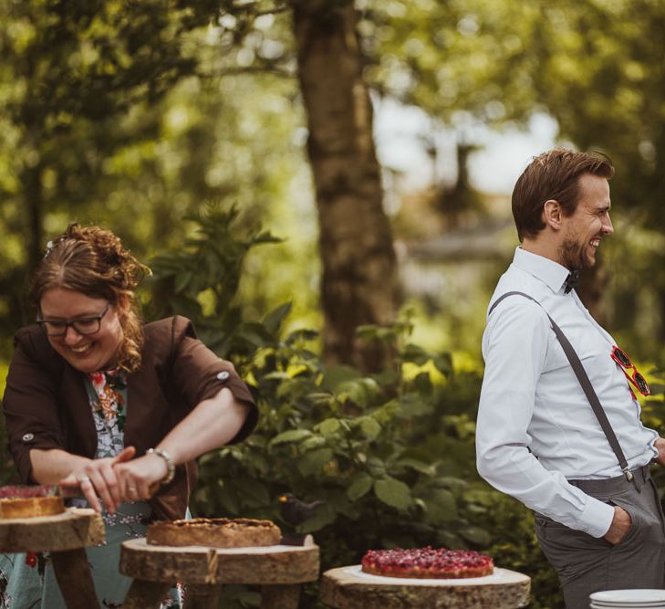 Rustic DIY Wedding In The Netherlands With Bride In Tea Length Vintage Gown And Images From Neil Jackson Photographic With Vintage Mint Green VW Beetle