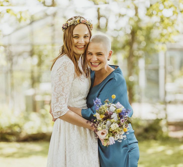 Rustic DIY Wedding In The Netherlands With Bride In Tea Length Vintage Gown And Images From Neil Jackson Photographic With Vintage Mint Green VW Beetle