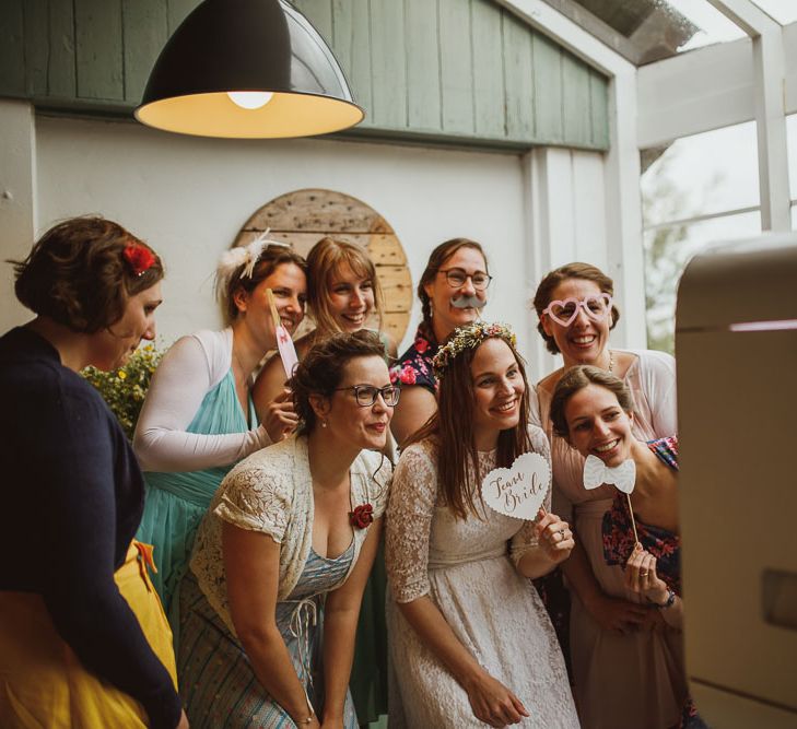 Rustic DIY Wedding In The Netherlands With Bride In Tea Length Vintage Gown And Images From Neil Jackson Photographic With Vintage Mint Green VW Beetle