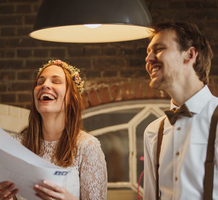 Rustic DIY Wedding In The Netherlands With Bride In Tea Length Vintage Gown And Images From Neil Jackson Photographic With Vintage Mint Green VW Beetle