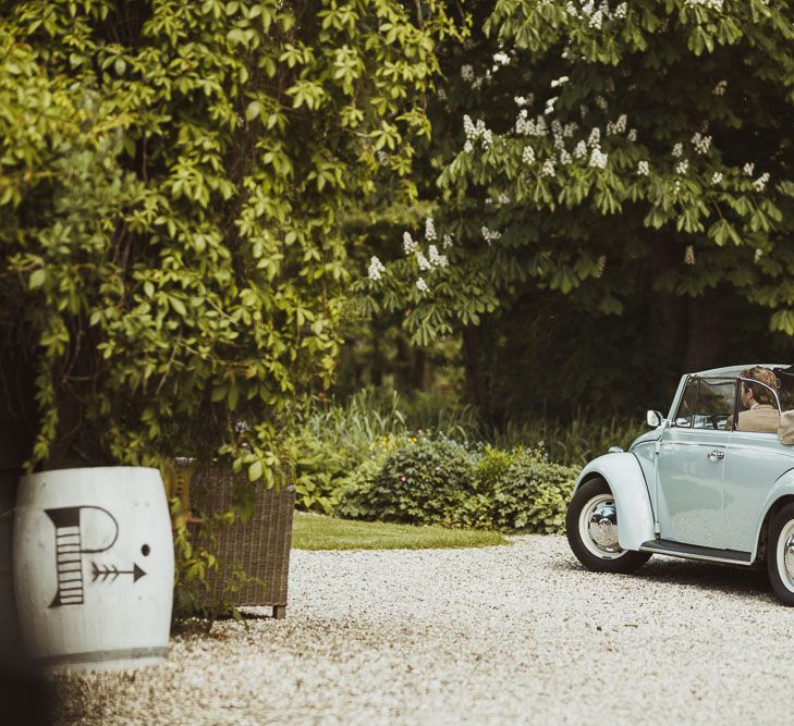 Rustic DIY Wedding In The Netherlands With Bride In Tea Length Vintage Gown And Images From Neil Jackson Photographic With Vintage Mint Green VW Beetle