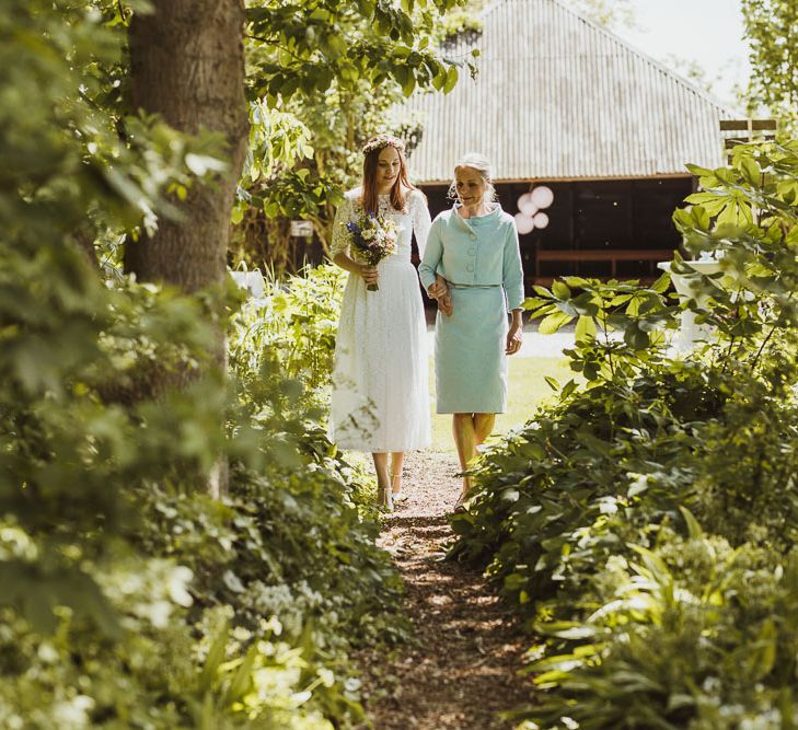 Rustic DIY Wedding In The Netherlands With Bride In Tea Length Vintage Gown And Images From Neil Jackson Photographic With Vintage Mint Green VW Beetle