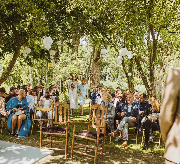 Rustic DIY Wedding In The Netherlands With Bride In Tea Length Vintage Gown And Images From Neil Jackson Photographic With Vintage Mint Green VW Beetle