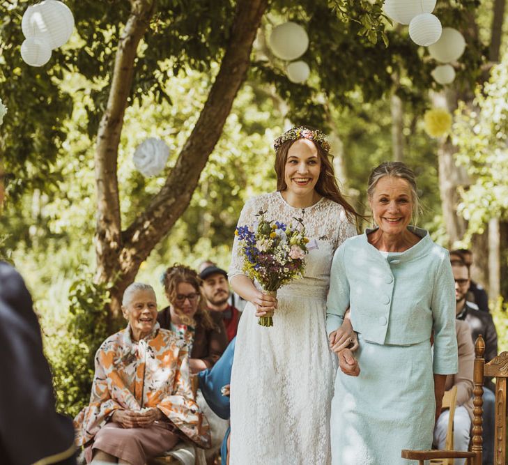 Rustic DIY Wedding In The Netherlands With Bride In Tea Length Vintage Gown And Images From Neil Jackson Photographic With Vintage Mint Green VW Beetle