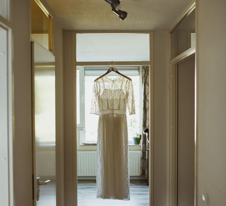 Rustic DIY Wedding In The Netherlands With Bride In Tea Length Vintage Gown And Images From Neil Jackson Photographic With Vintage Mint Green VW Beetle