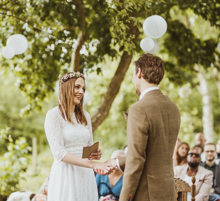 Rustic DIY Wedding In The Netherlands With Bride In Tea Length Vintage Gown And Images From Neil Jackson Photographic With Vintage Mint Green VW Beetle